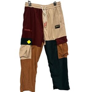 Aelfric Eden Mens Colorblock Corduroy Cargo Pants Patchwork Streetwear Medium